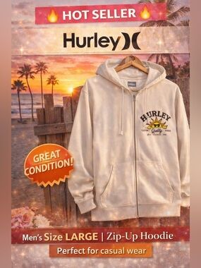 🔥Hurley Cream Hoodie with Sun Graphic